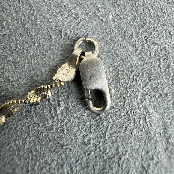 Sterling Silver Twisted Herringbone Chain Bracelet Italy 925 - Picture 2 of 7